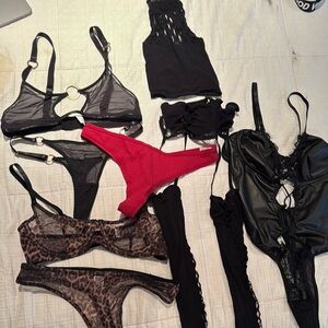 Elegant Black and Red Lingerie Set